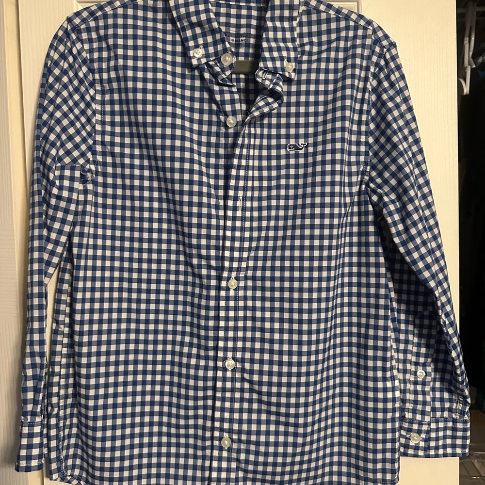 Vineyard Vines Blue Checkered Boys Shirt 🐳